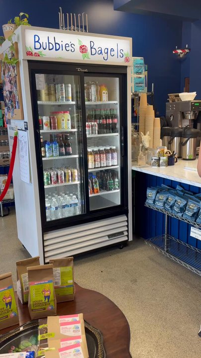 Bubbies Bagels - drink cooler, ordering counter, and menu - Bagels Near Me - Traverse City, Michigan