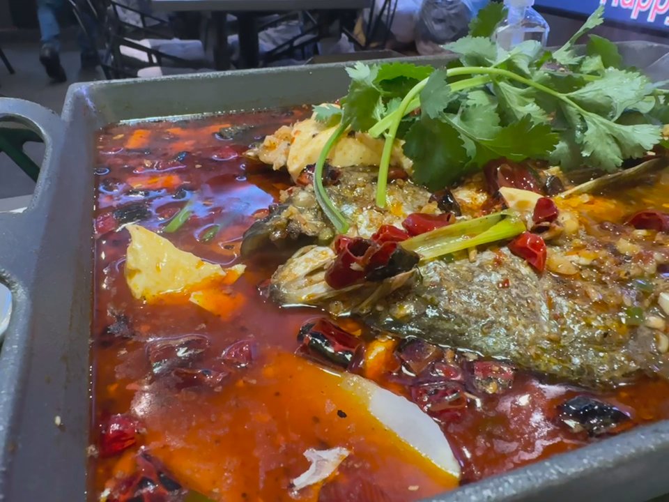 Hot Space Grilled Fish - Barramundi in spicy tofu pudding broth - Seafood Near Me - Edison, New Jersey
