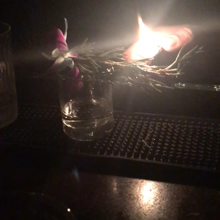The Armory - Rosemary and an edible Orchid on fire!!! - Cocktail Bars Near Me - Brooklyn, New York