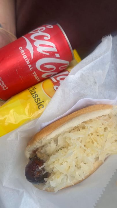 Real Dogs - Got one bratswurg dog with regular mustard and the other w/ brown mustard, try both! - Hot Dogs Near Me - Milwaukee, Wisconsin