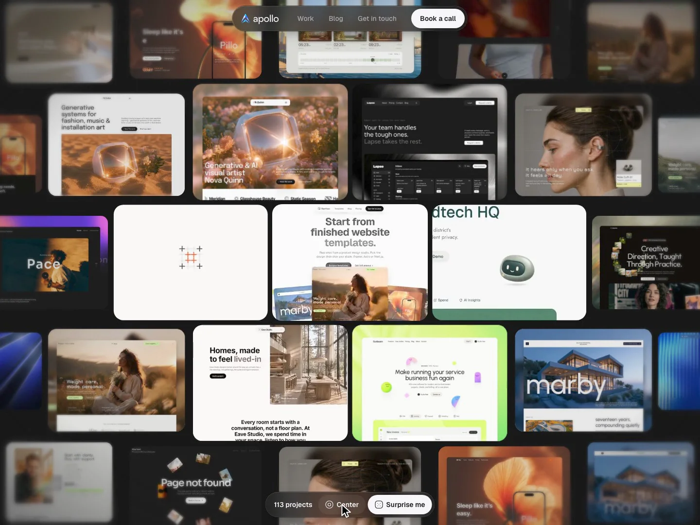what if your portfolio page was just all of it?we put every project from our contra profile on one wall for the new apollo studio site.