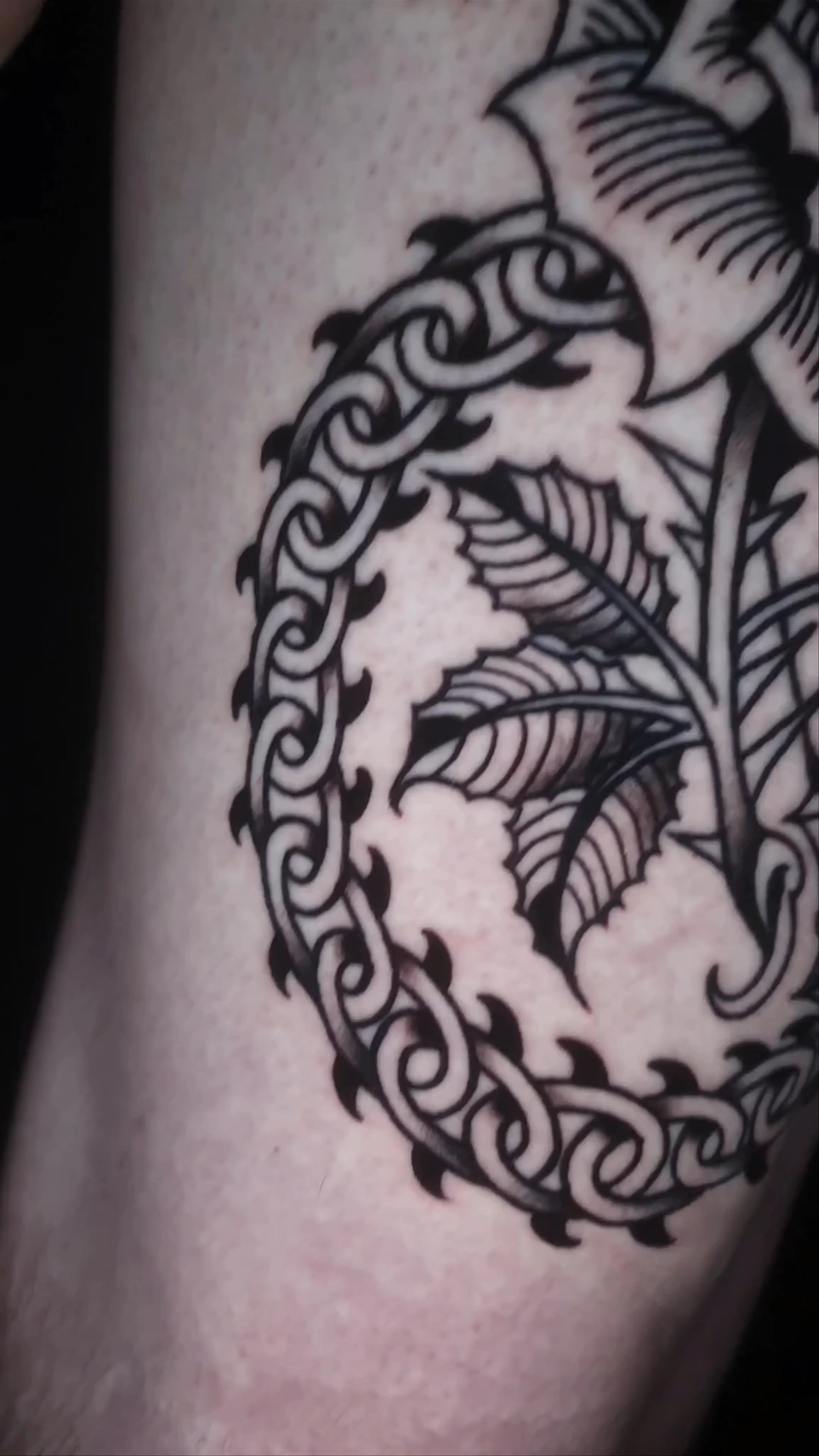 Flail and rose  fresh thight piece and healing arm piece memento mori concept.