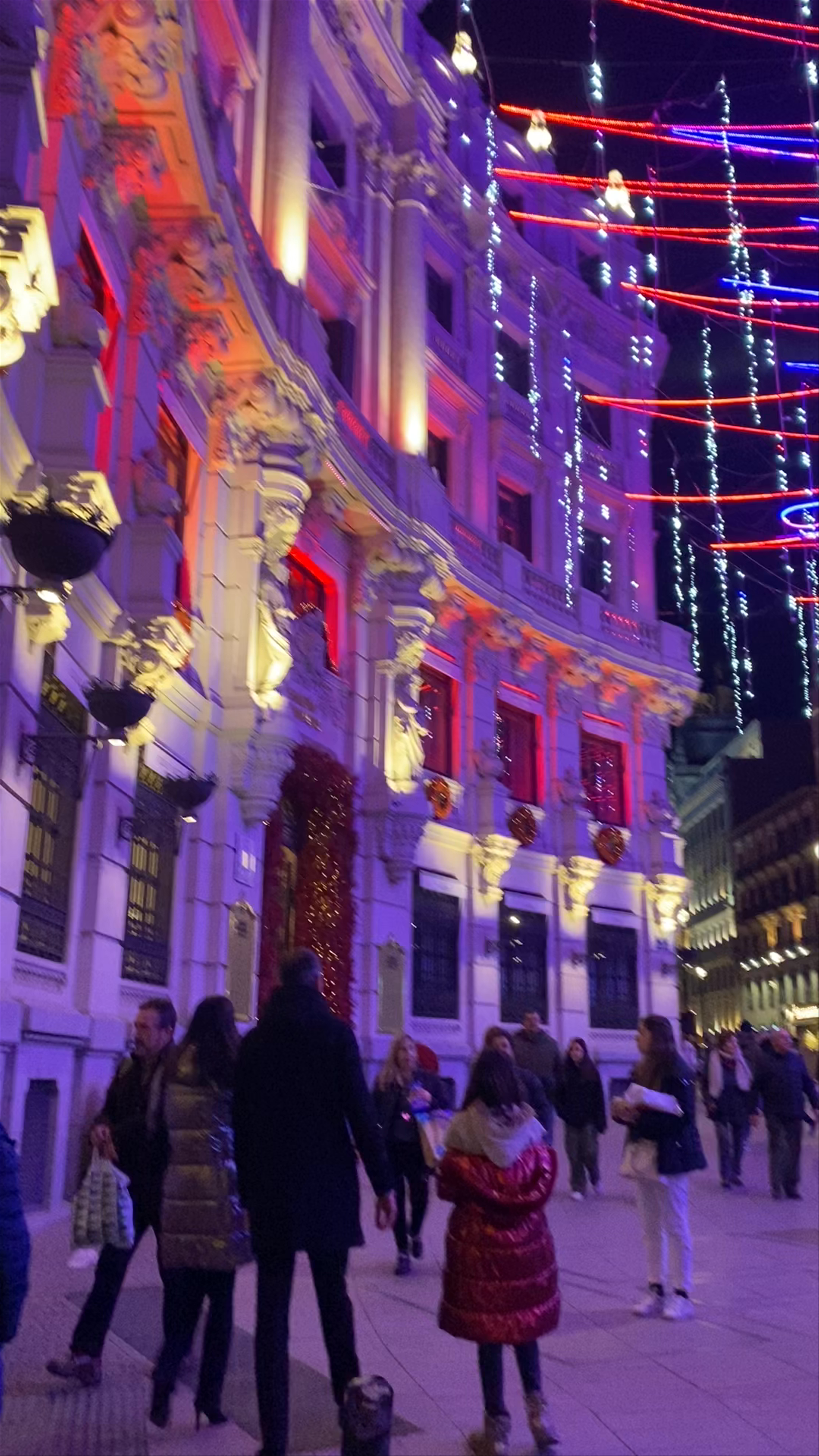 Festive Night Lights at Plaza de Canalejas, Madrid