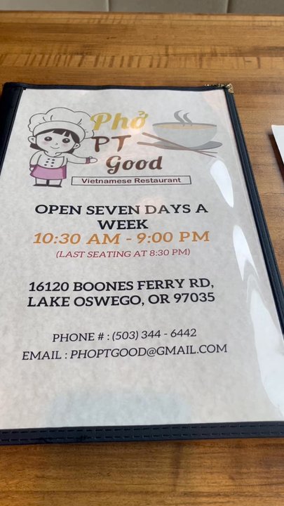 Pho PT Good - Vietnamese Near Me - Lake Oswego, Oregon