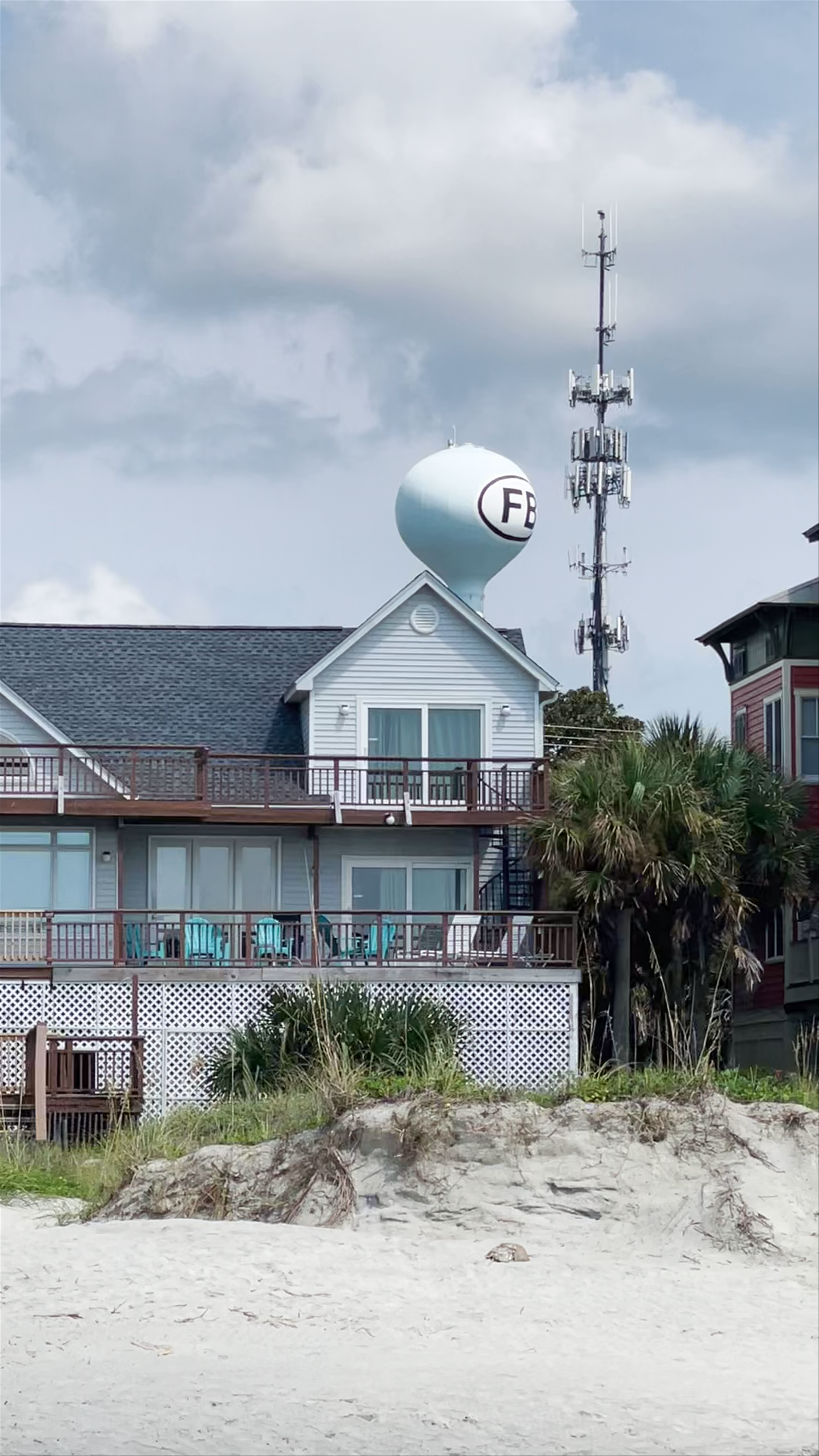 Folly Beach watertower and beach