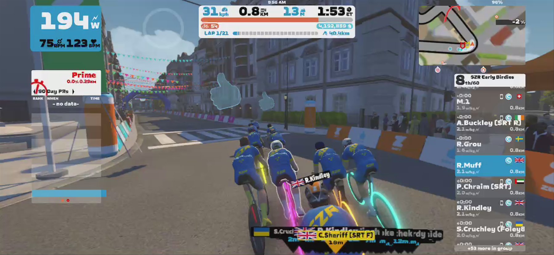 Zwift - Group Ride: SZR Early Birdies (C) on The Bell Lap in Crit City