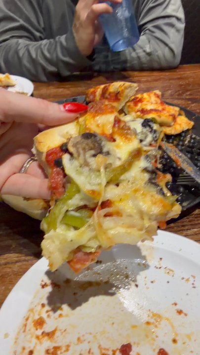 Rosati's Pizza - This is the toppings sliding off. - Pizza Near Me - Hoschton, Georgia