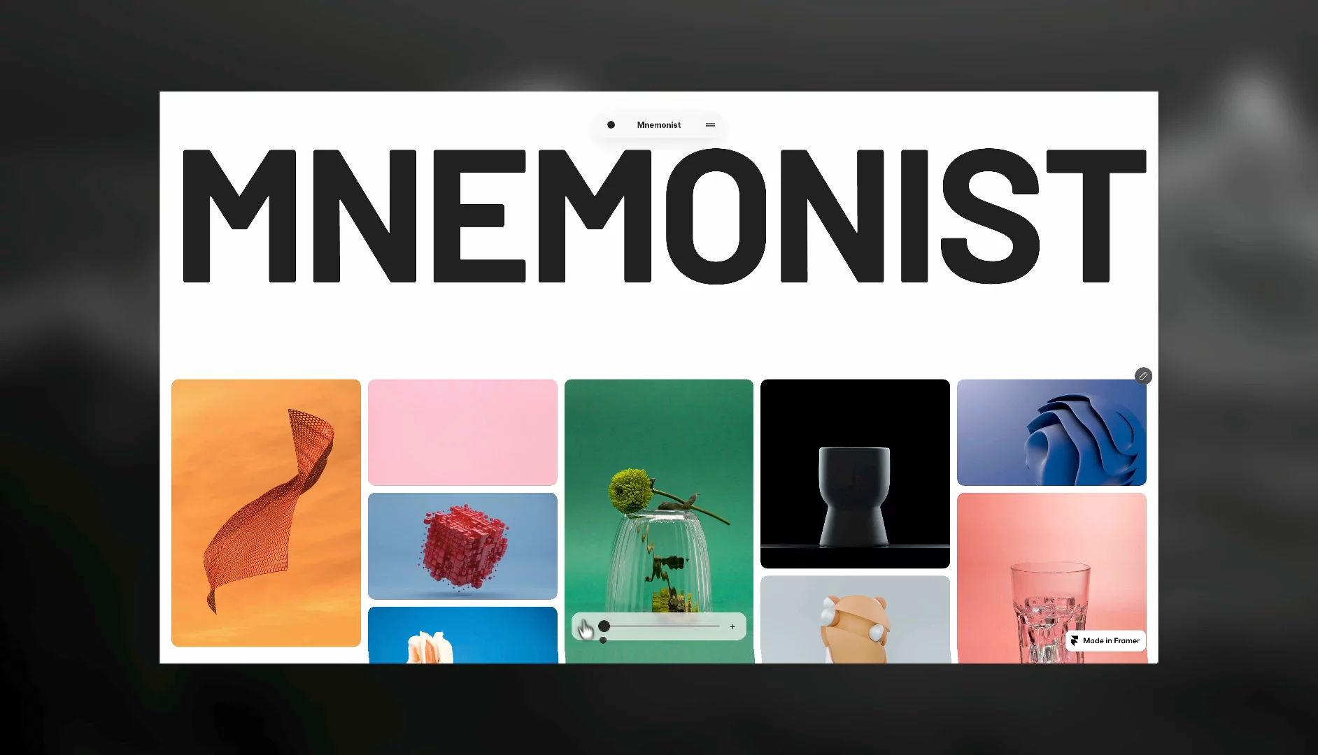 A closer look at the Grid Slider built for Mnemonist.   A flexible image &amp; video grid with smooth interactions, fluid movement, a built-in lightbox, and plenty of room to play with different layouts.Find it here : Weekend Supply