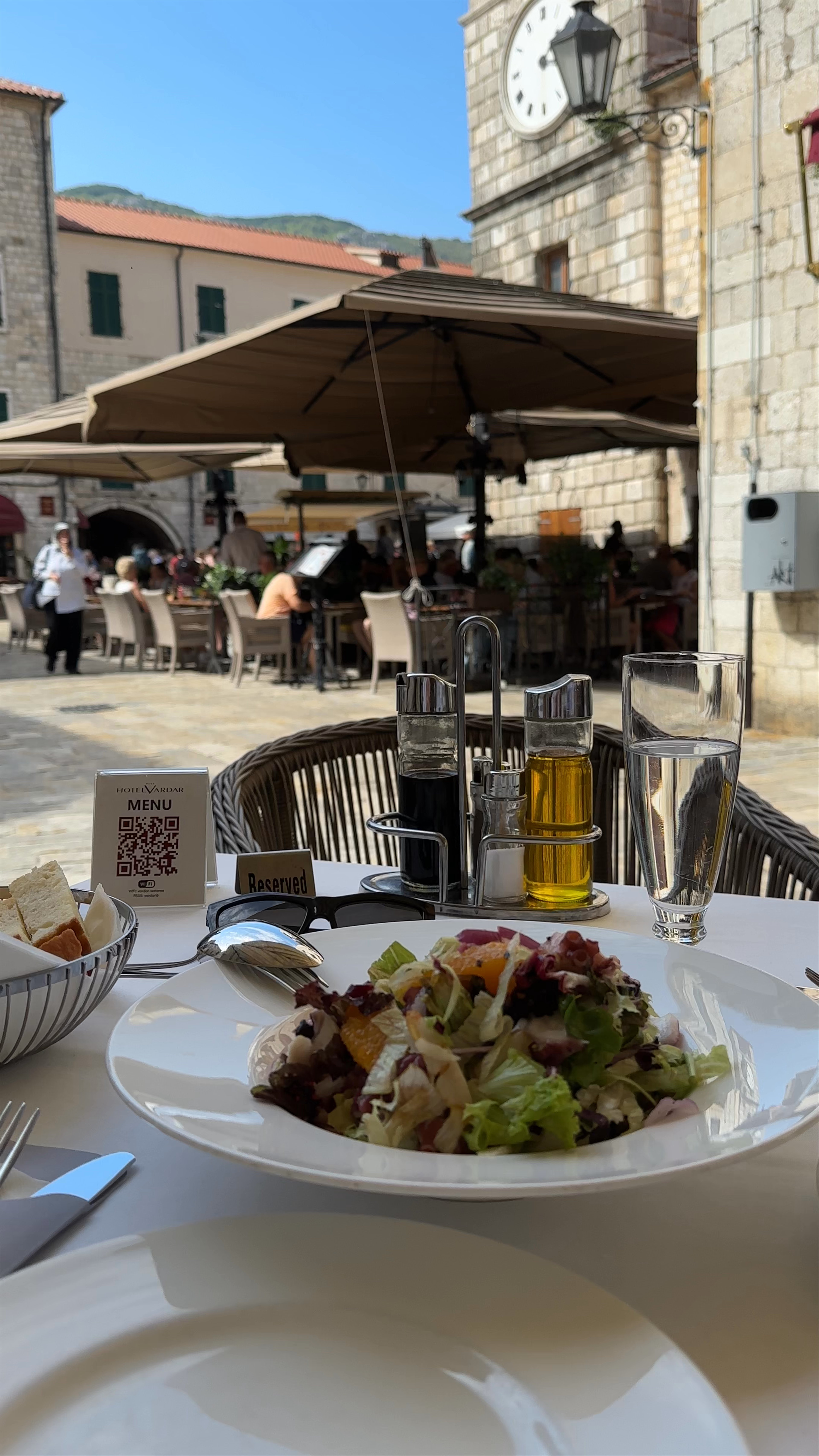 Lunch at Hotel Vardar in the Historic Square of the Arms, Kotor