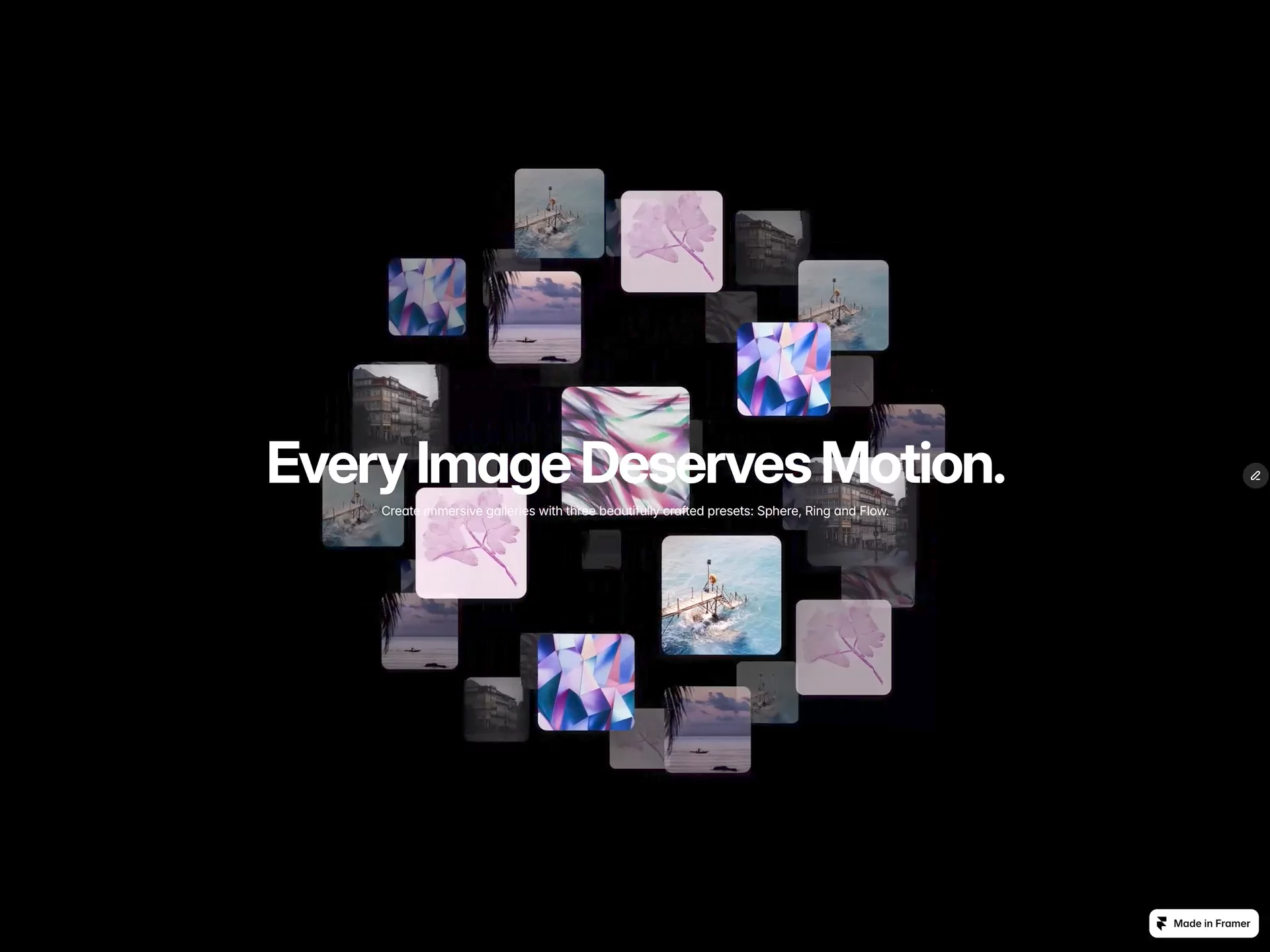 MOTION CANVASA gallery doesn't need to wait for interaction.Motion can exist as part of the composition itself — creating rhythm, depth and continuity before the user does anything.Three layouts. Endless motion.https://framer.link/SKU8NQn