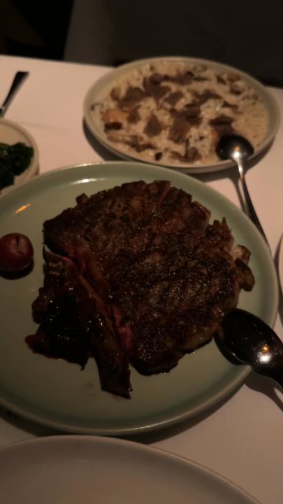Elisa - Mushroom risotto with truffle and the dry aged bone in ribeye - Steakhouses Near Me - Vancouver, British Columbia