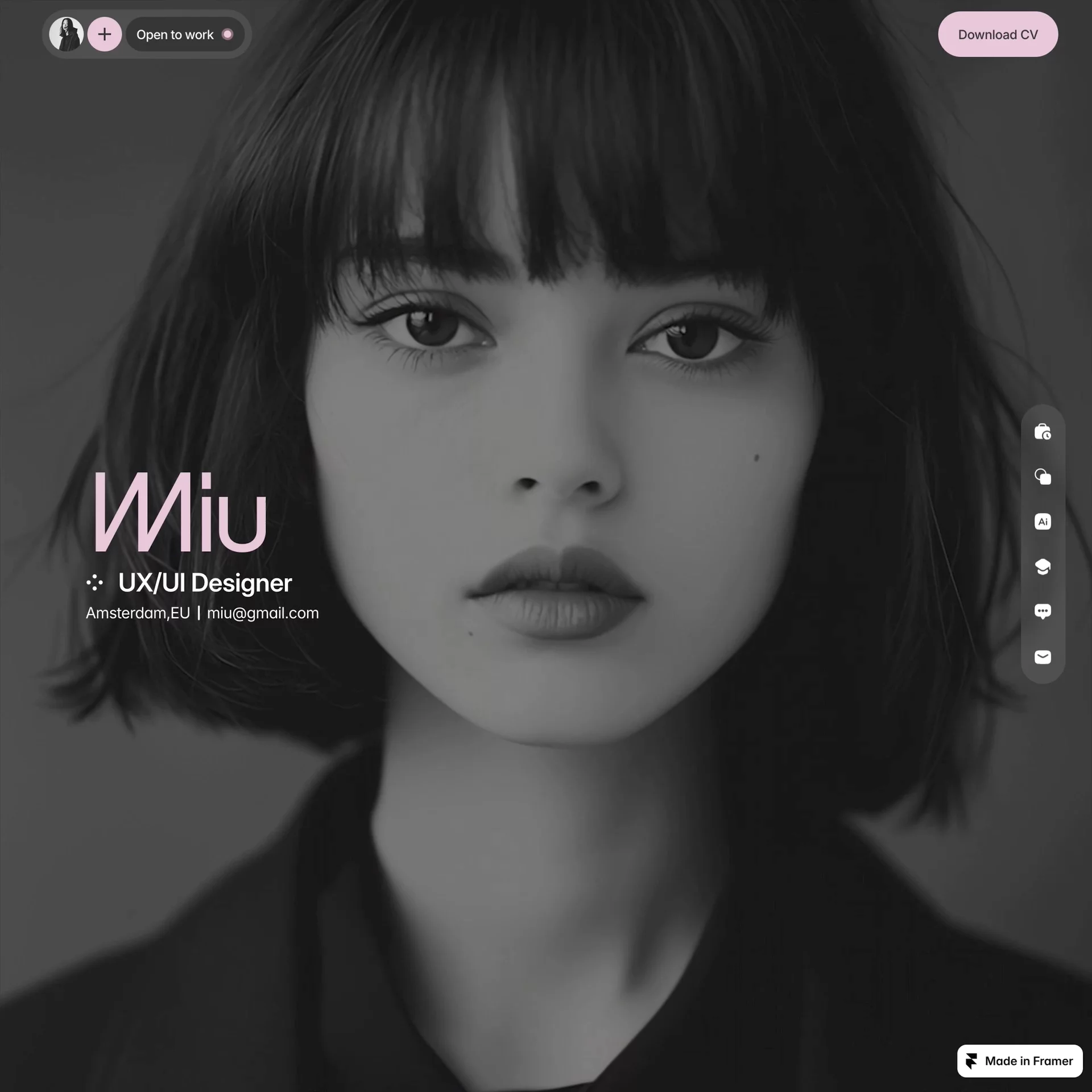 MIU — IntroductionA portfolio doesn't need to say everything at once.Sometimes the first screen only needs to establish a point of view.MIU keeps the introduction deliberately minimal, giving the rest of the portfolio room to unfold as you explore.Less introduction. More identity.https://framer.link/TraLW7I