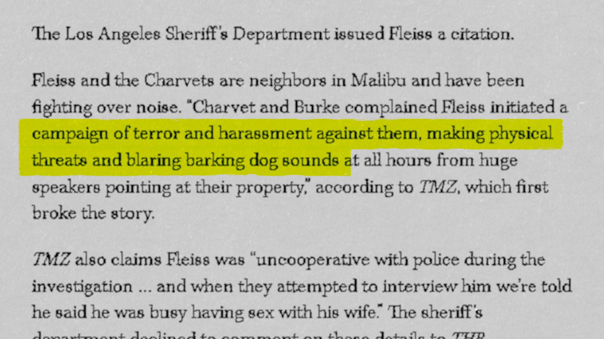 Mike Fleiss receives a police citation following a contentious noise and harassment dispute with his Malibu neighbors, David Charvet and Brooke Burke.