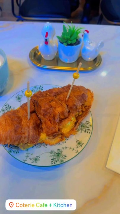 Coterie Cafe + Kitchen - Sausage, cheese, and egg croissants. Very tasty, fresh, and exactly what I needed on this cold day. The latte was so good and hot!!! - Breakfast & Brunch Near Me - Wilmington, Delaware