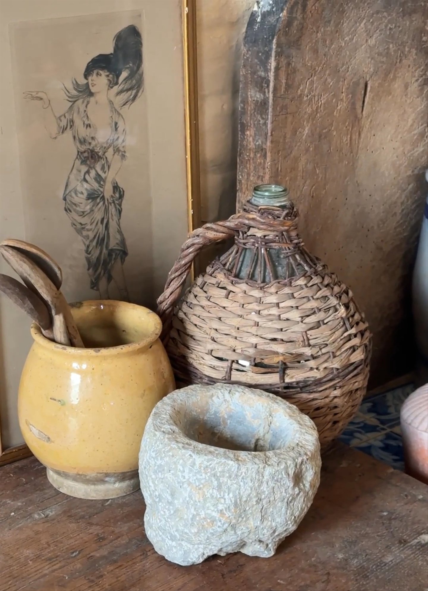 Straw Demijohn Glass Bottle - Small