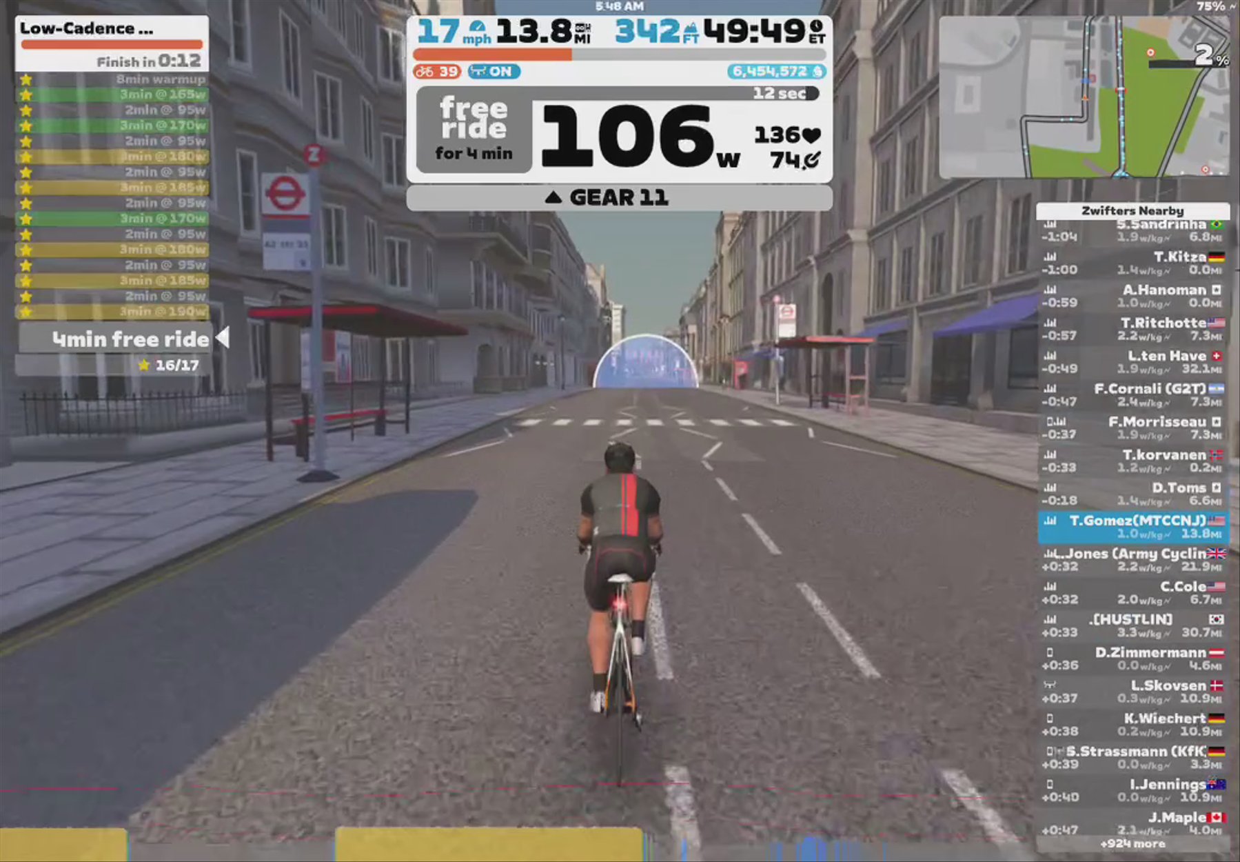 Zwift - Low-Cadence Intervals in London