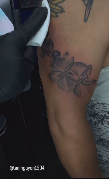 Daygo Ink & Cuts - Orchids in honor of my mom. B&W realism. - Barbers Near Me - San Diego, California
