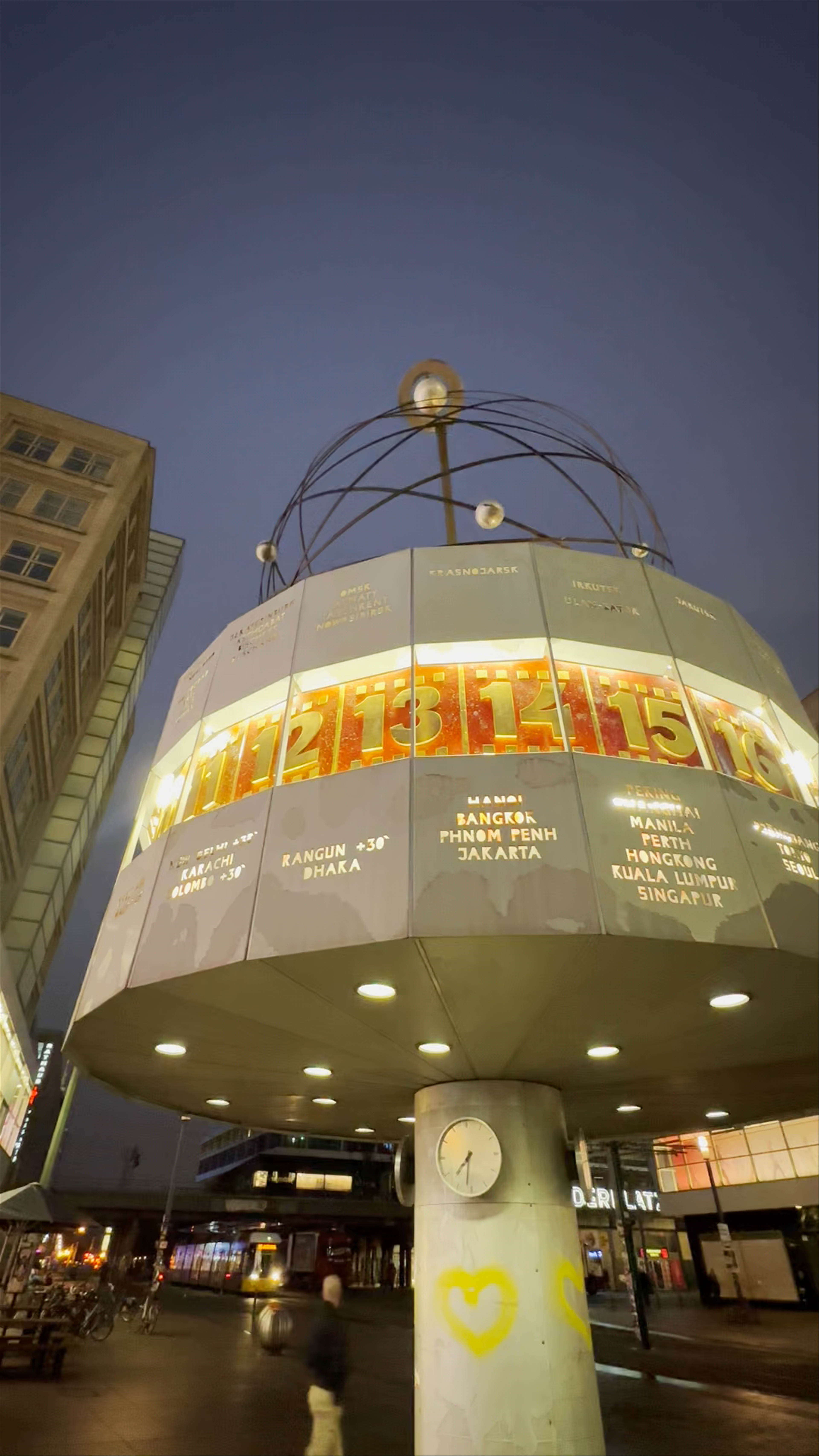 World Time Clock: Evening Ambiance at Alexanderplatz, Berlin