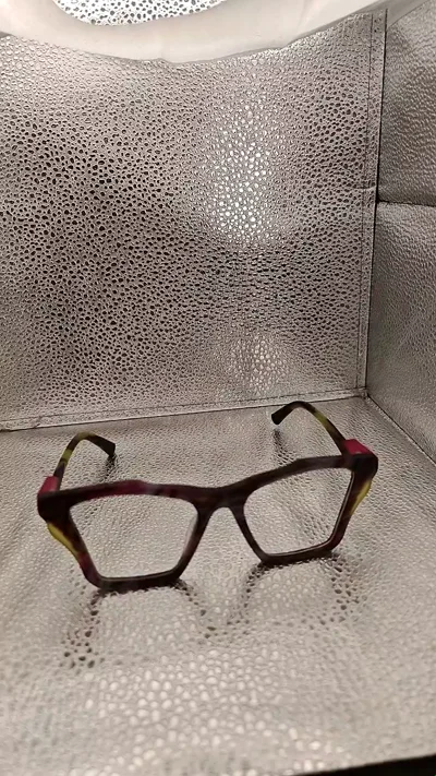 Multicolor Marbled Eyeglasses with Fuchsia Accents | Squared Acetate Frame Vintage Unisex | 53□19-148