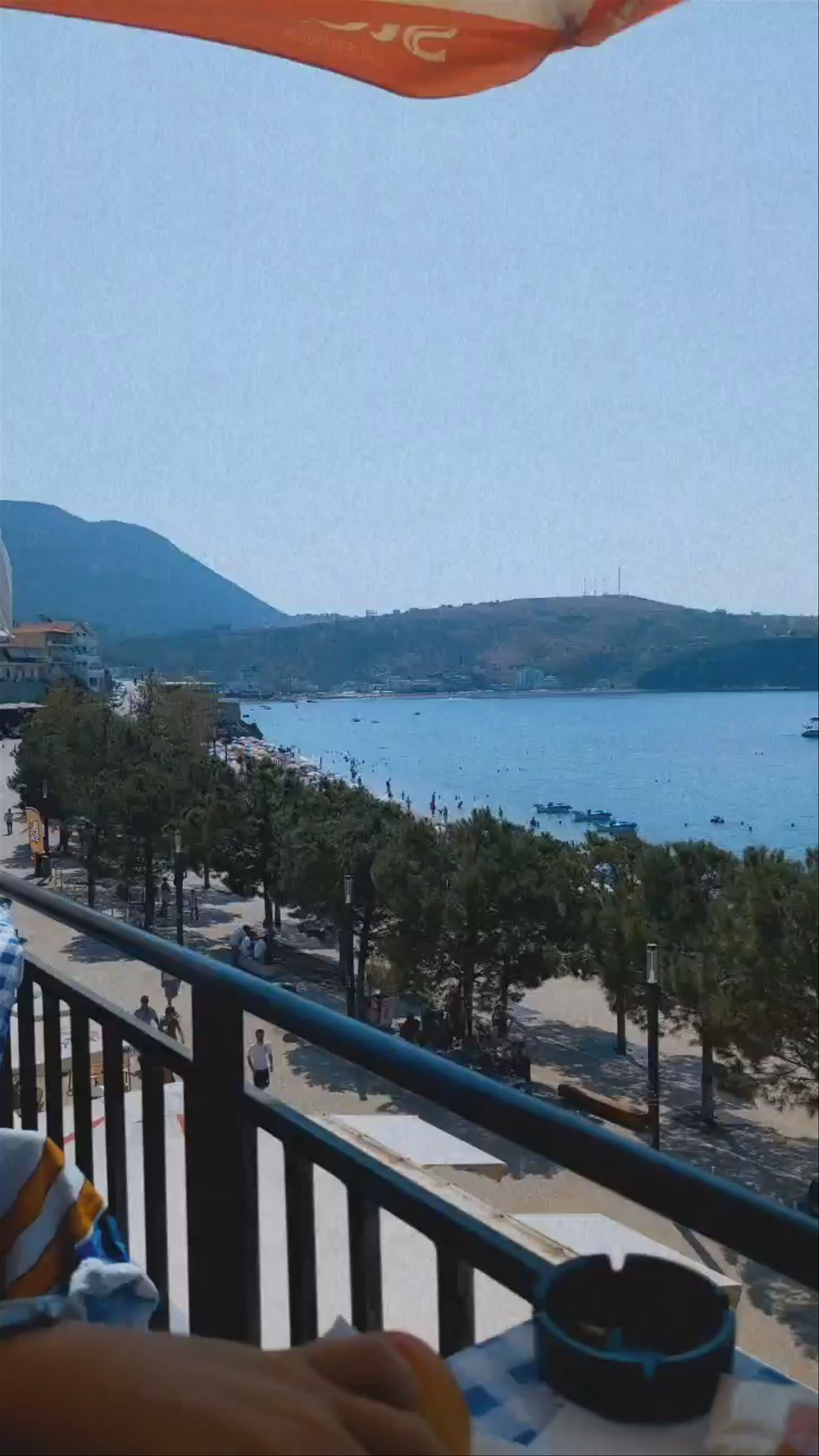 Seaside Morning Breakfast with Panoramic Bay Views at Himare Relax Hostel, Albania