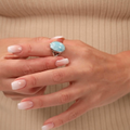 Larimar Oval Ring Sterling Silver Marahlago