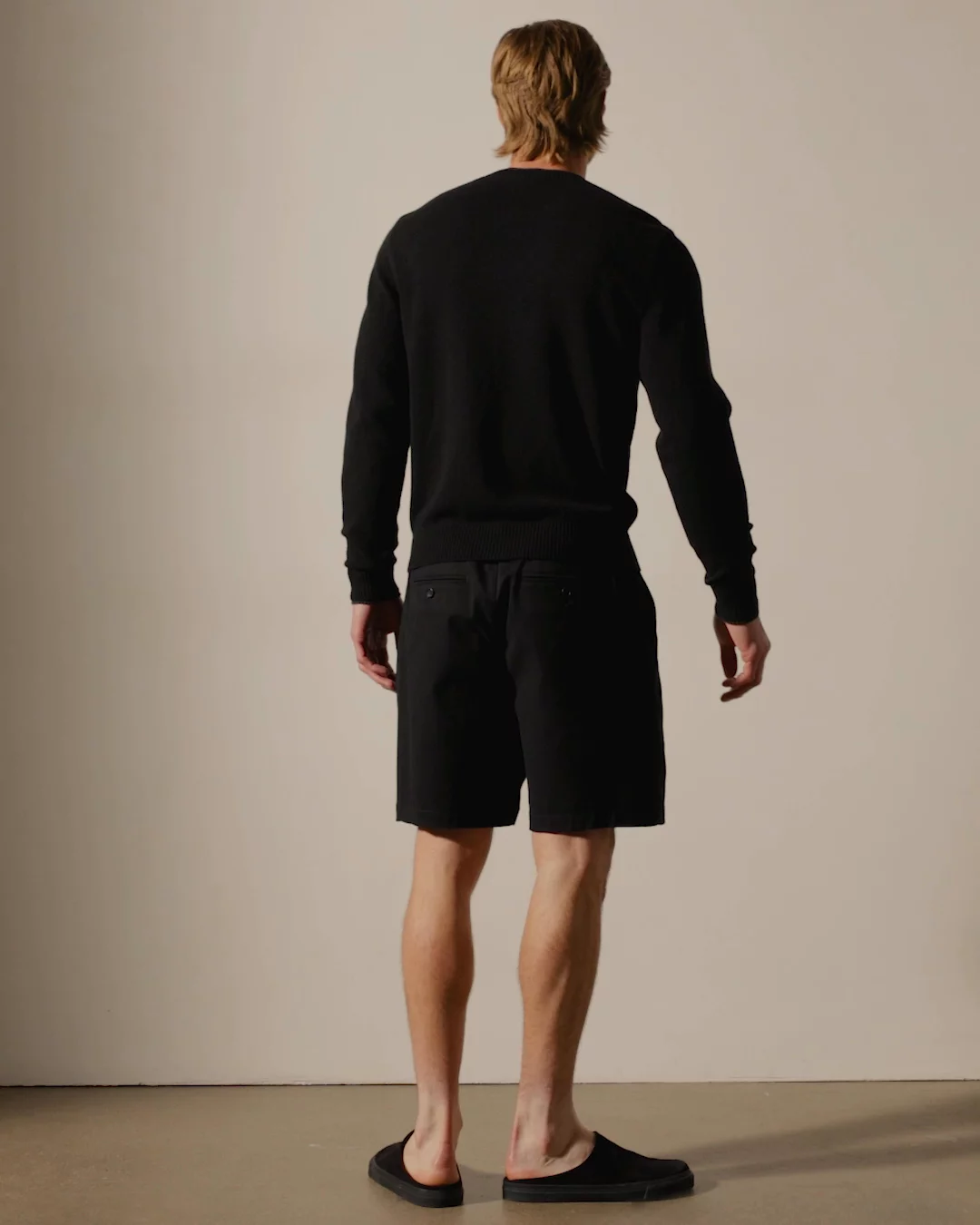 Contrast Trim Cashmere Crew - Black/Anthracite | James Perse Los