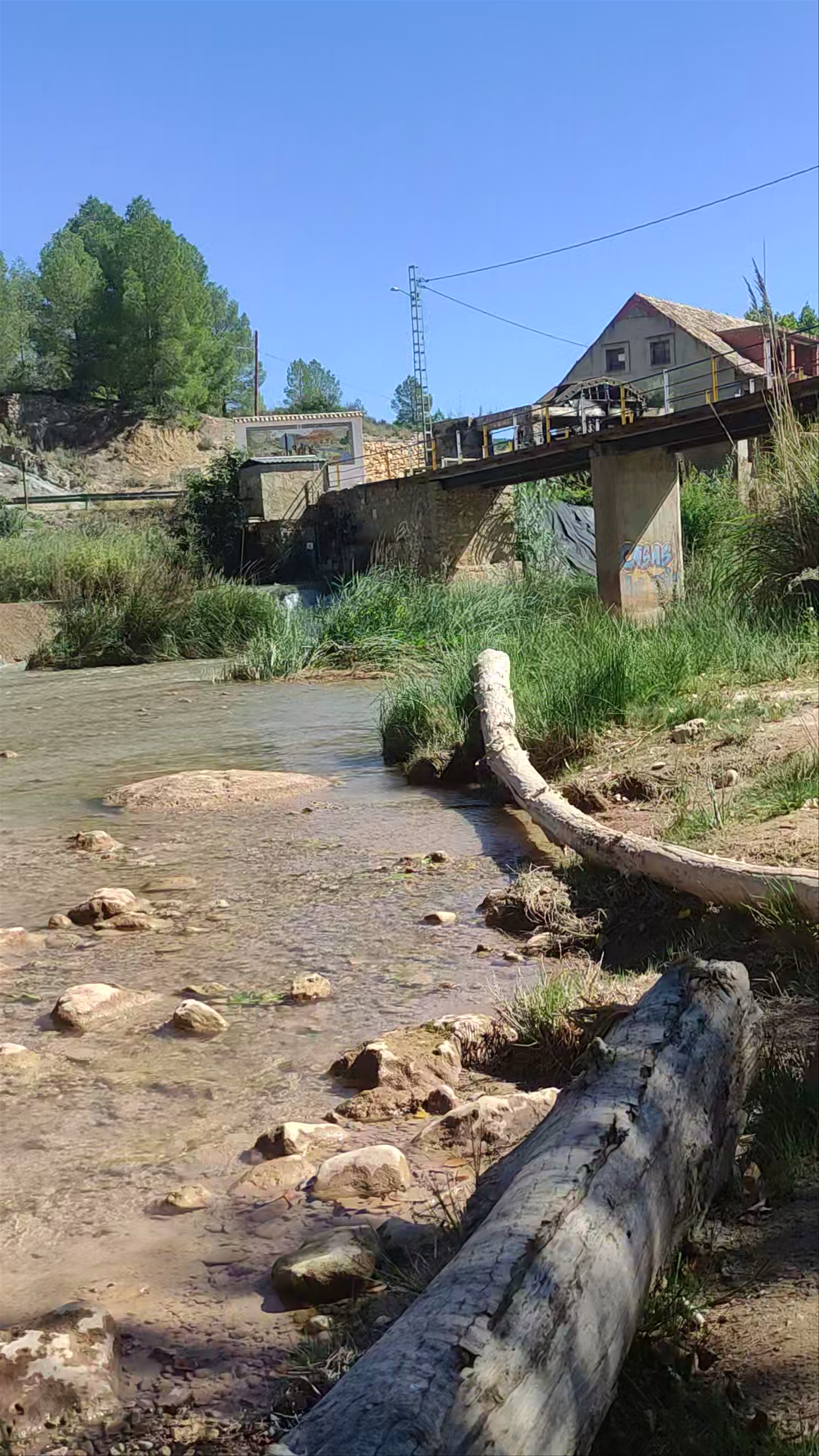 Noria hidráulica y zona de baño