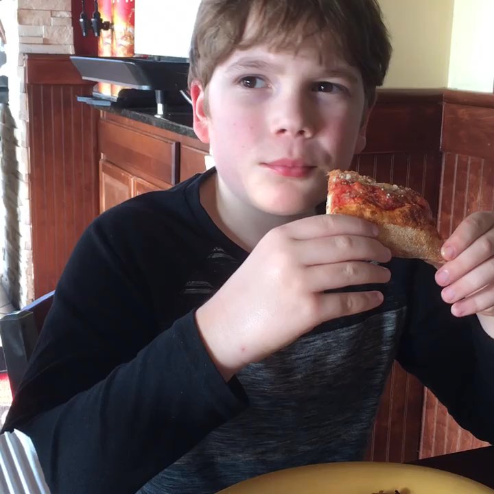Your Pie Pizza - Our grandson eating pizza - Pizza Near Me - Clarkesville, Georgia