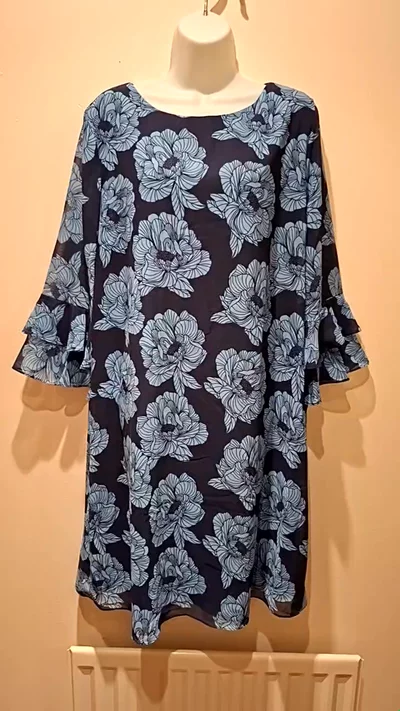 Wallace Navy Blue Floral Shift Dress image 1