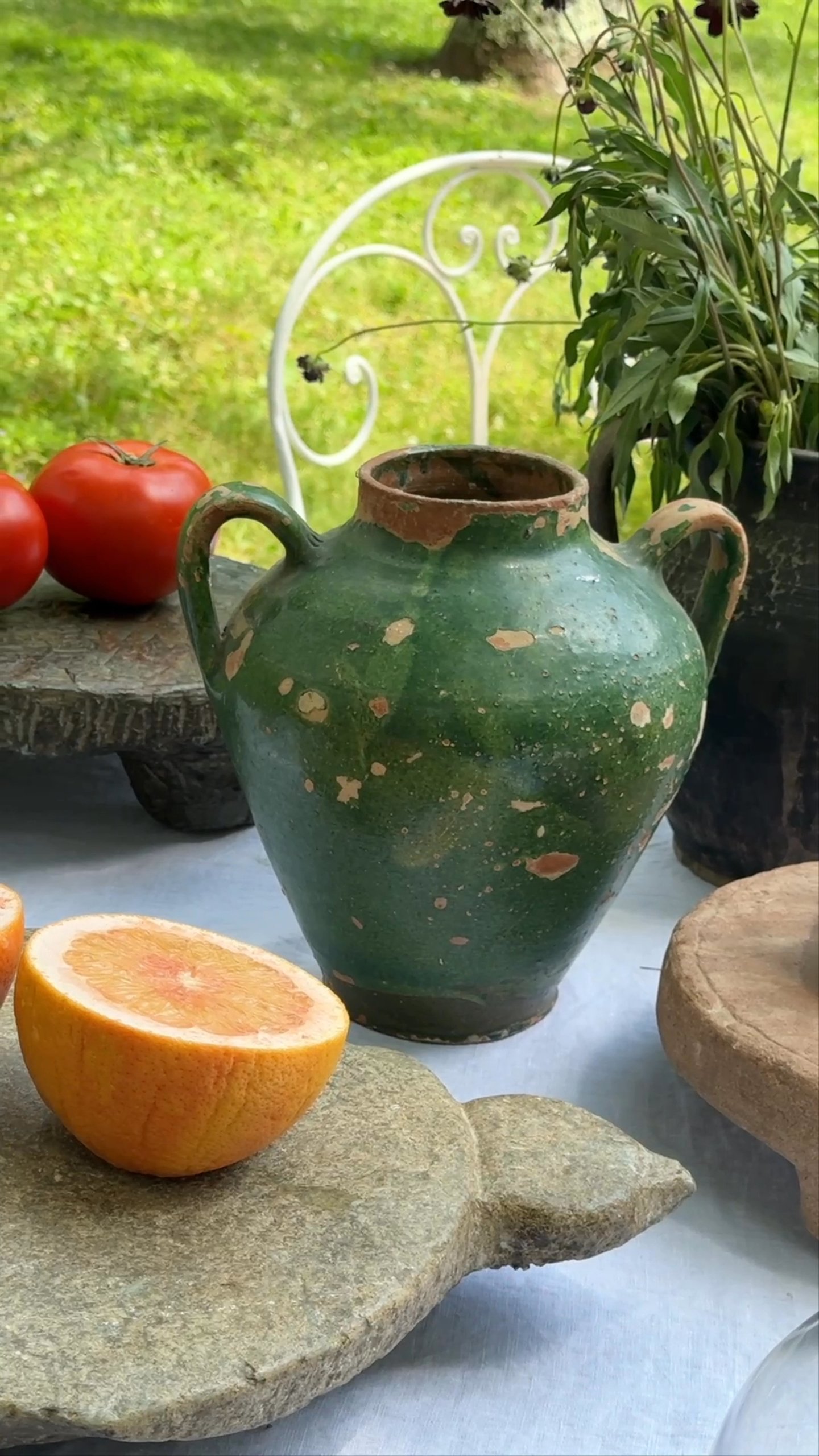 Two Handled Green Hungarian Vase