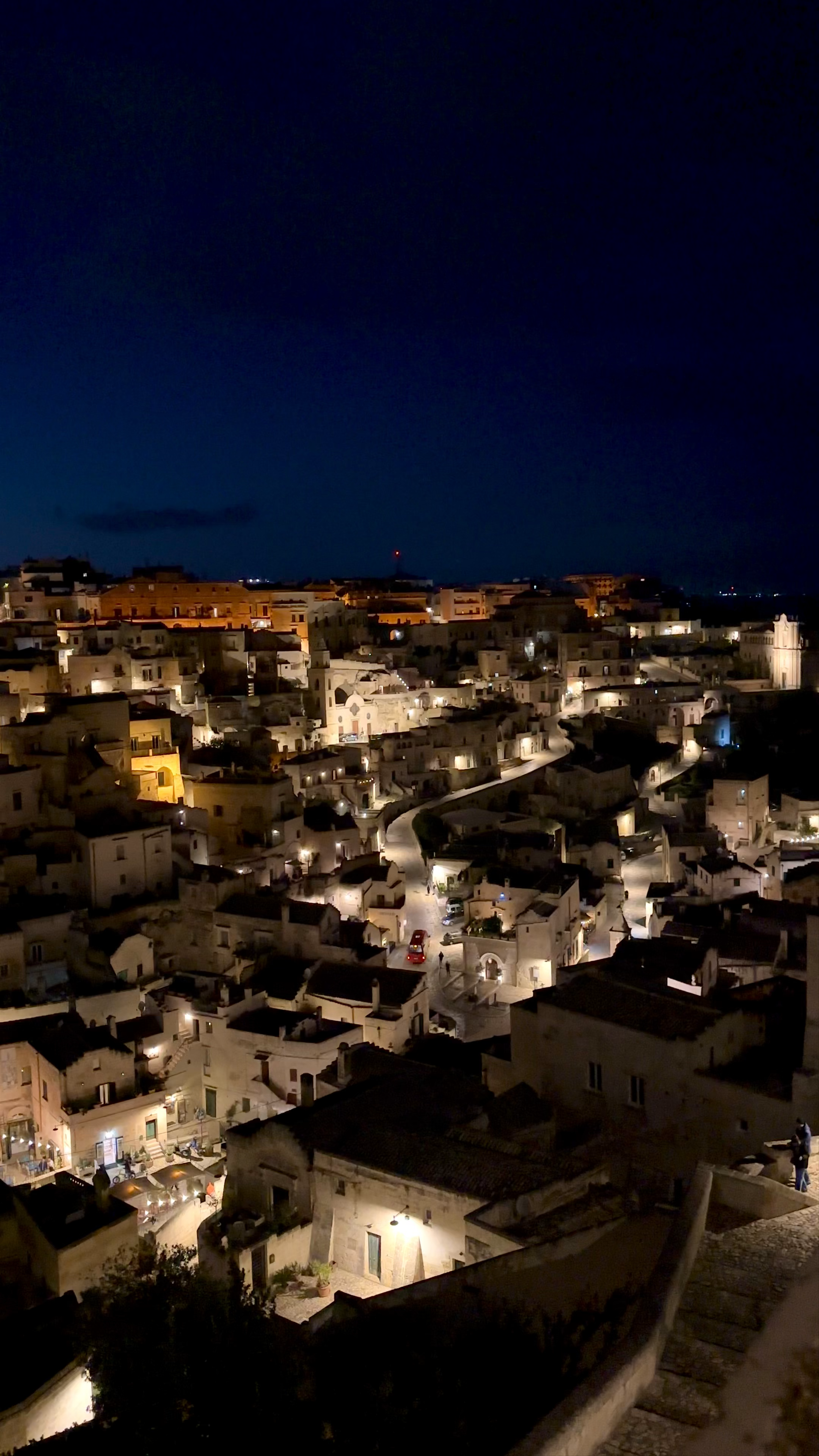 Matera Cathedral Nightscape: Illuminated Historic Heart of Matera, Italy