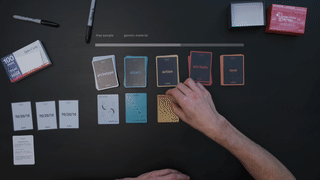 An animated GIF from an old video showing the work kit of design fiction in action