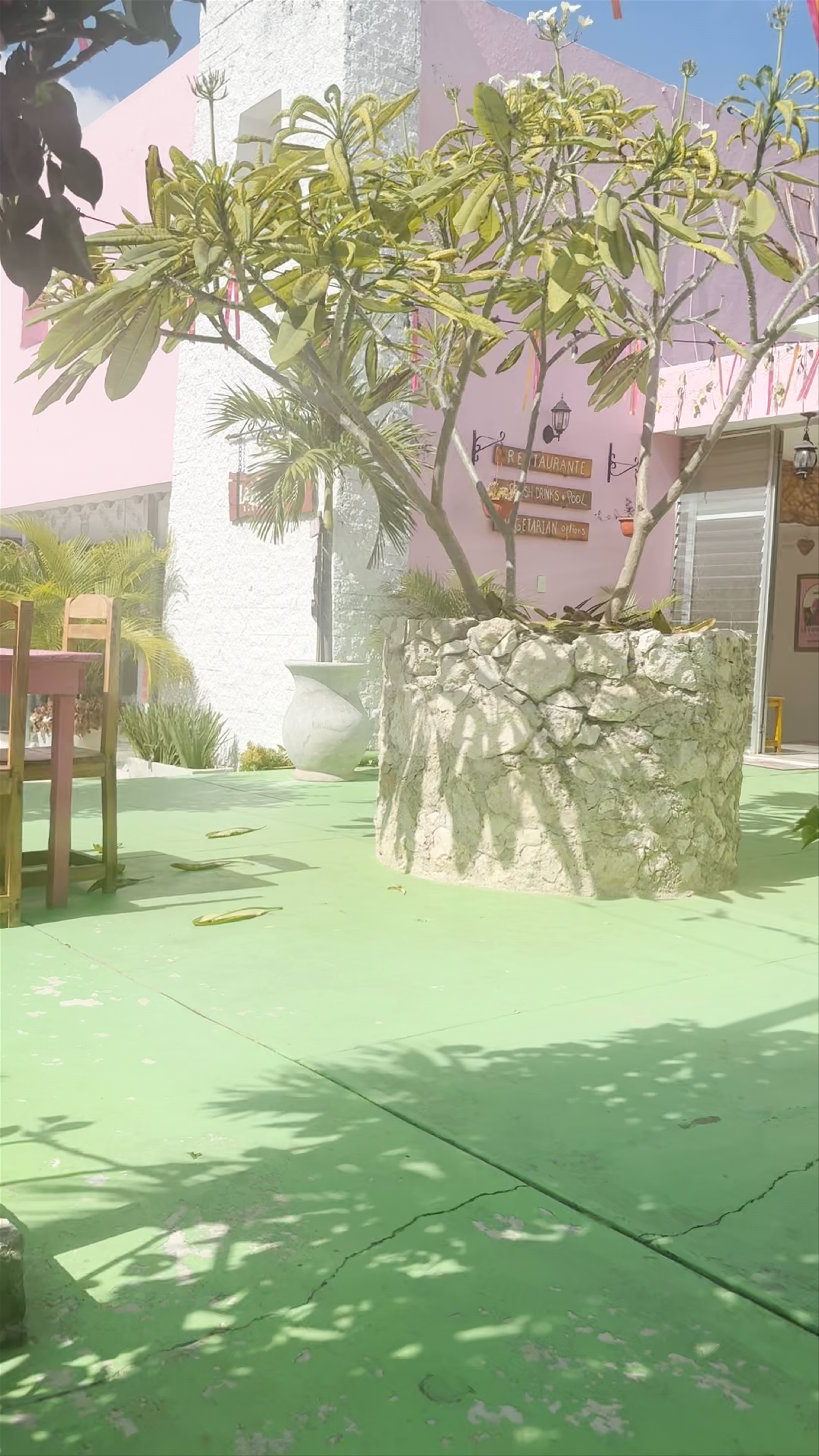 Sunny Courtyard at Hotel Don Luis Oficial in Valladolid, Yucatán