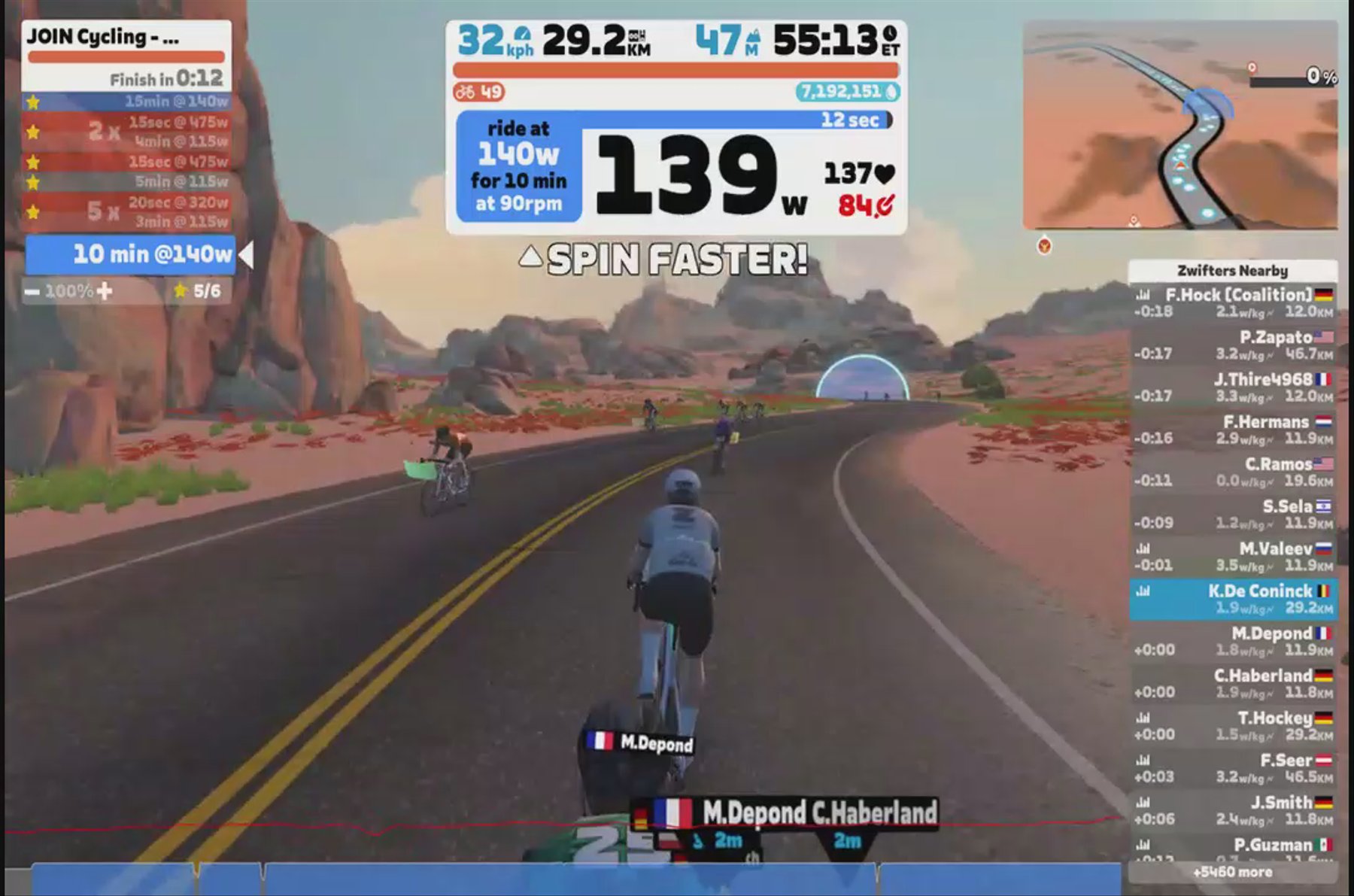 Zwift - JOIN Cycling - Sprints + maximale torque in Watopia