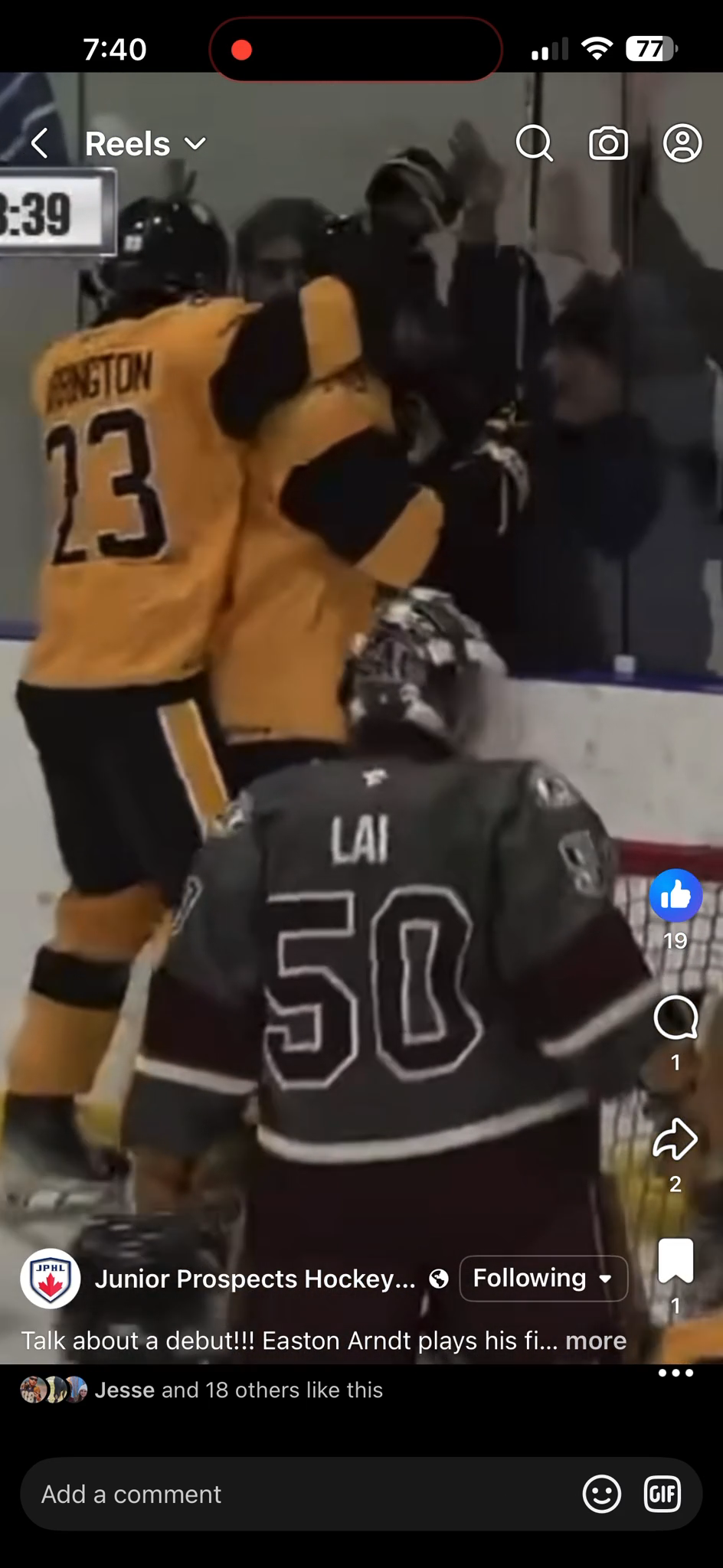 Easton Arndt Scores 1st JPHL Goal with HC Edmonton U18 Highlights