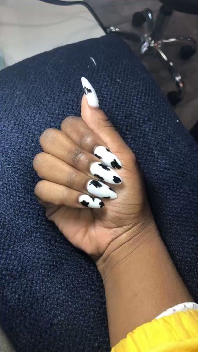 D&V Nails Spa - Coffin  shaped cow inspired nails - Nail Salons Near Me - Houston, Texas