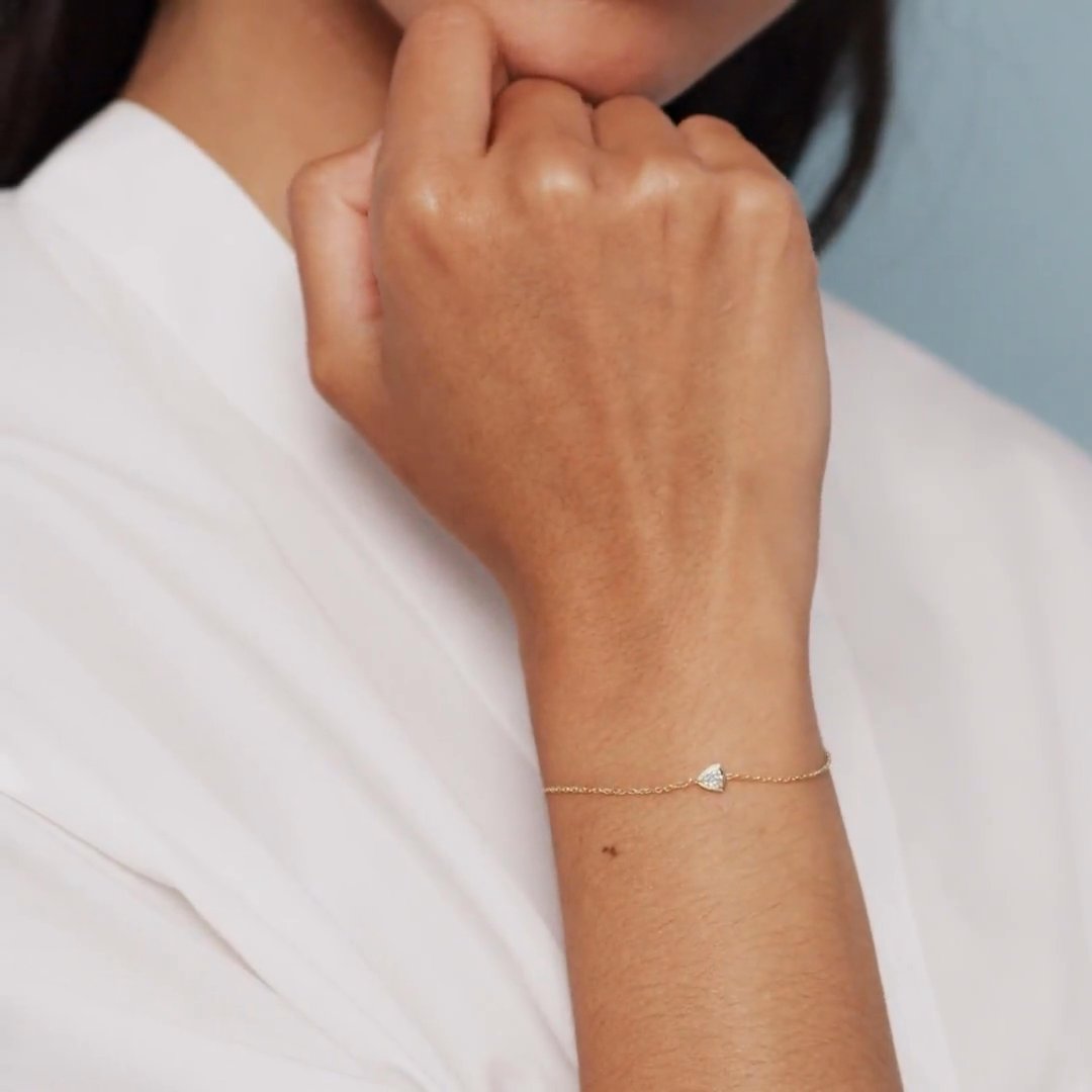 Knife-Edge Bezel Bracelet | Trillion | 14k | Yellow Gold | chainLength: 6.5