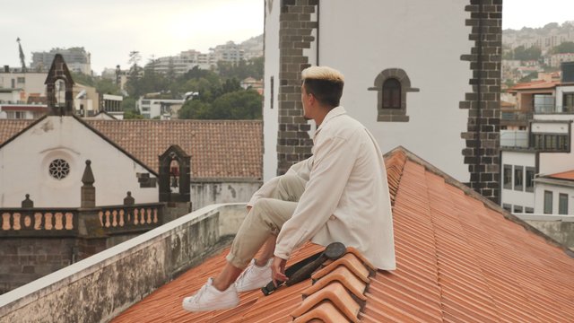 Man enjoying a rooftop view
