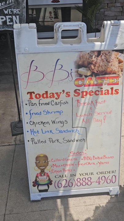 BB's Cafe - Daily Special Sidewalk-Board - Soul Food Near Me - Covina, California