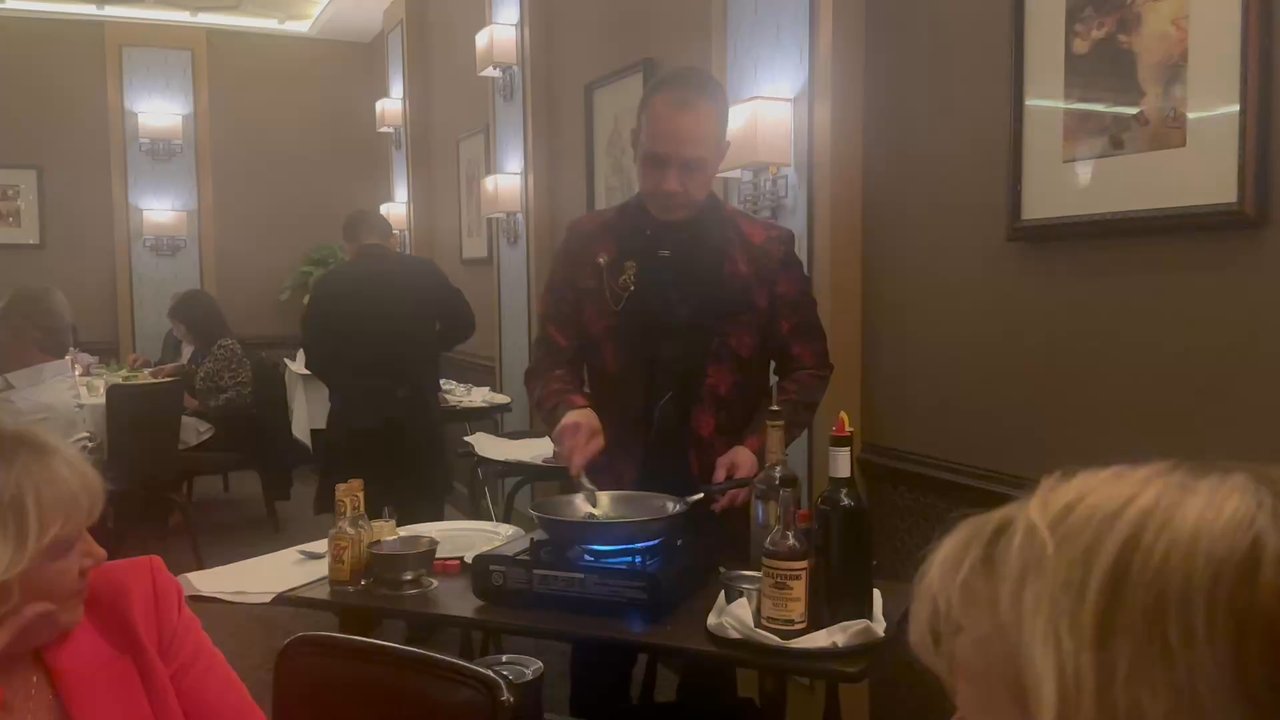 Dal Rae Restaurant - Cooking Steak Diane tableside - Steakhouses Near Me - Pico Rivera, California