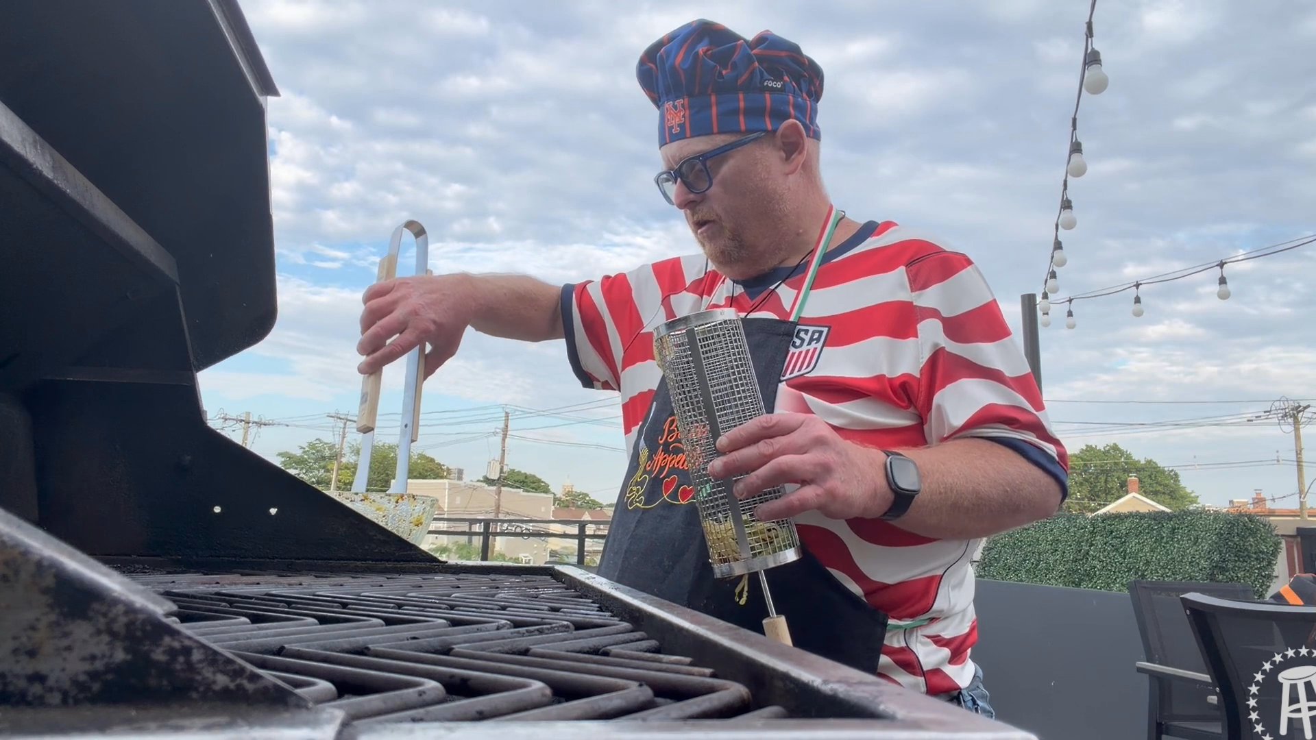 Tank Cooks Grilled Sausage with Peppers and Onions