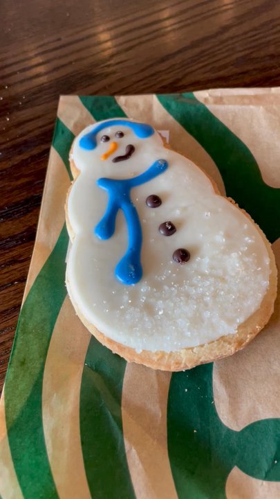 Starbucks - Sbux Snowman Cookie is TO DIE FOR. Not only is it adorable, it is soooo good. Soft (not chewy, not hard), not too sweet, hint of salty. - Coffee & Tea Near Me - Roanoke, Virginia
