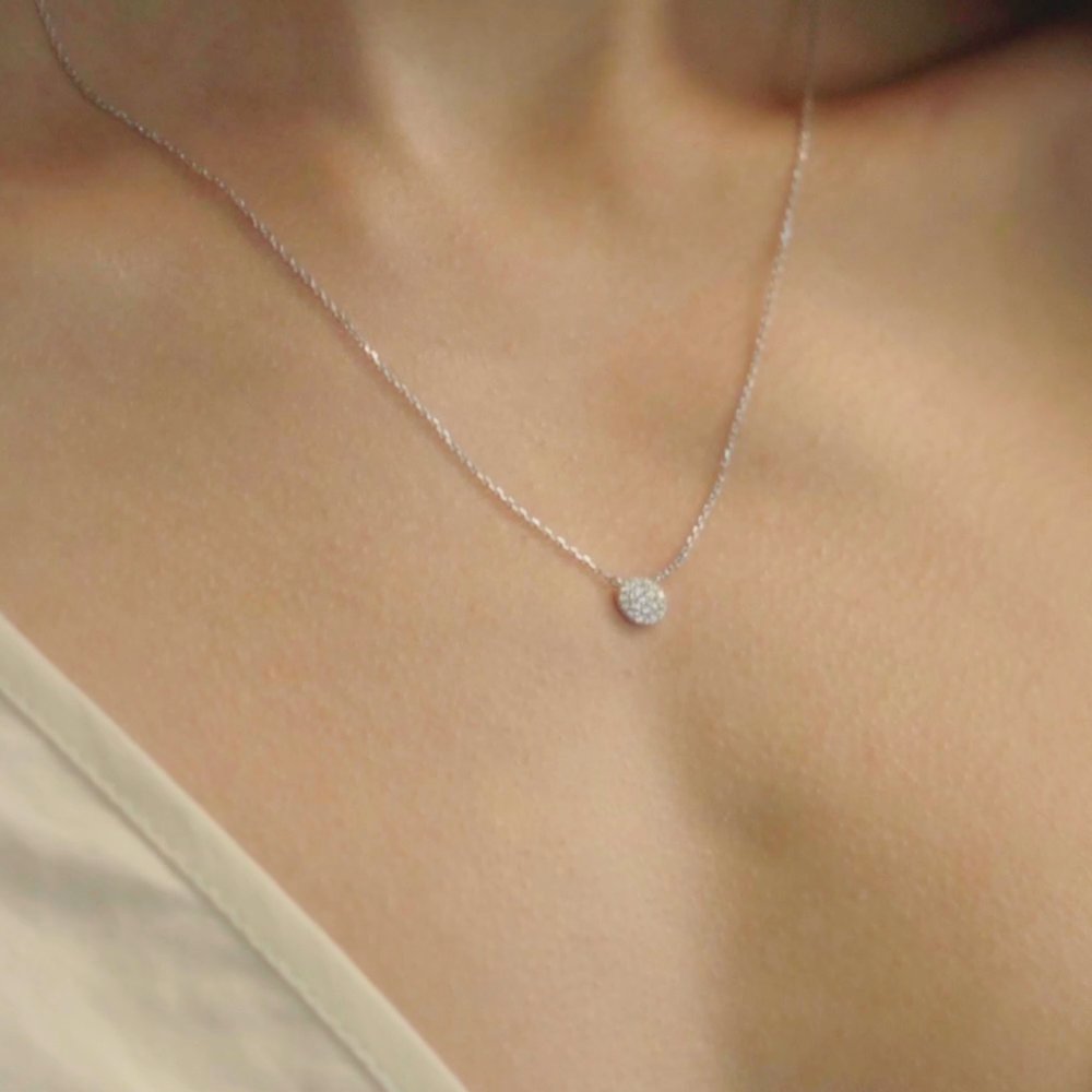 Pavé Necklace | 14k | Yellow Gold | paveCluster: pave-round | chainLength: 16-18
