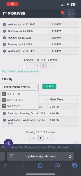 Top Driver Driving School - After my call and emails magically, a no-show shows up on my account - Driving Schools Near Me - Northbrook, Illinois