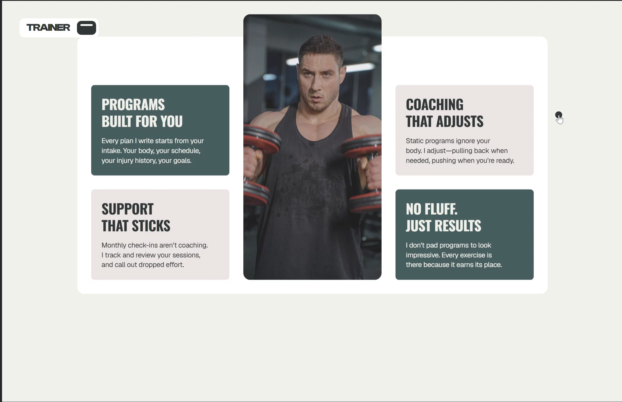 Latest Framer template: TRAINER 🌱A high-impact template for personal trainers and online coaching brands. Built for conversion — cinematic hero, CMS-powered programs, testimonials, pricing tiers, and a full blog. Launch your coaching site in a day. → Available now in the Marketplace 👇