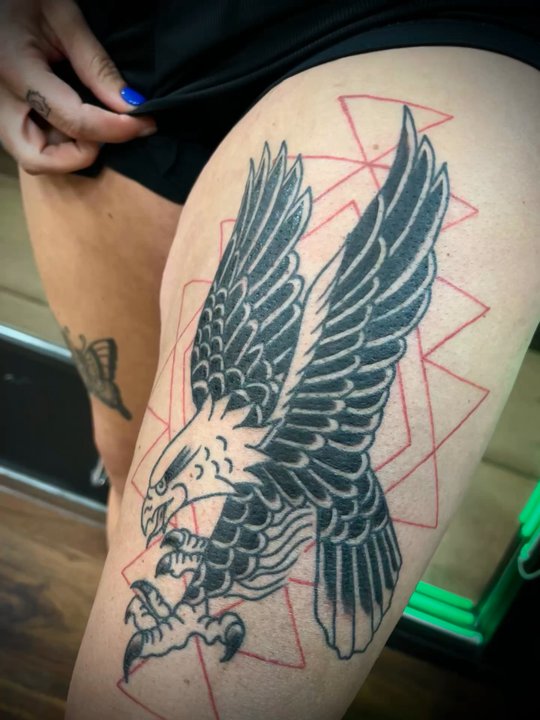 The Company - Right after shading the eagle - Tattoo Near Me - Reno, Nevada