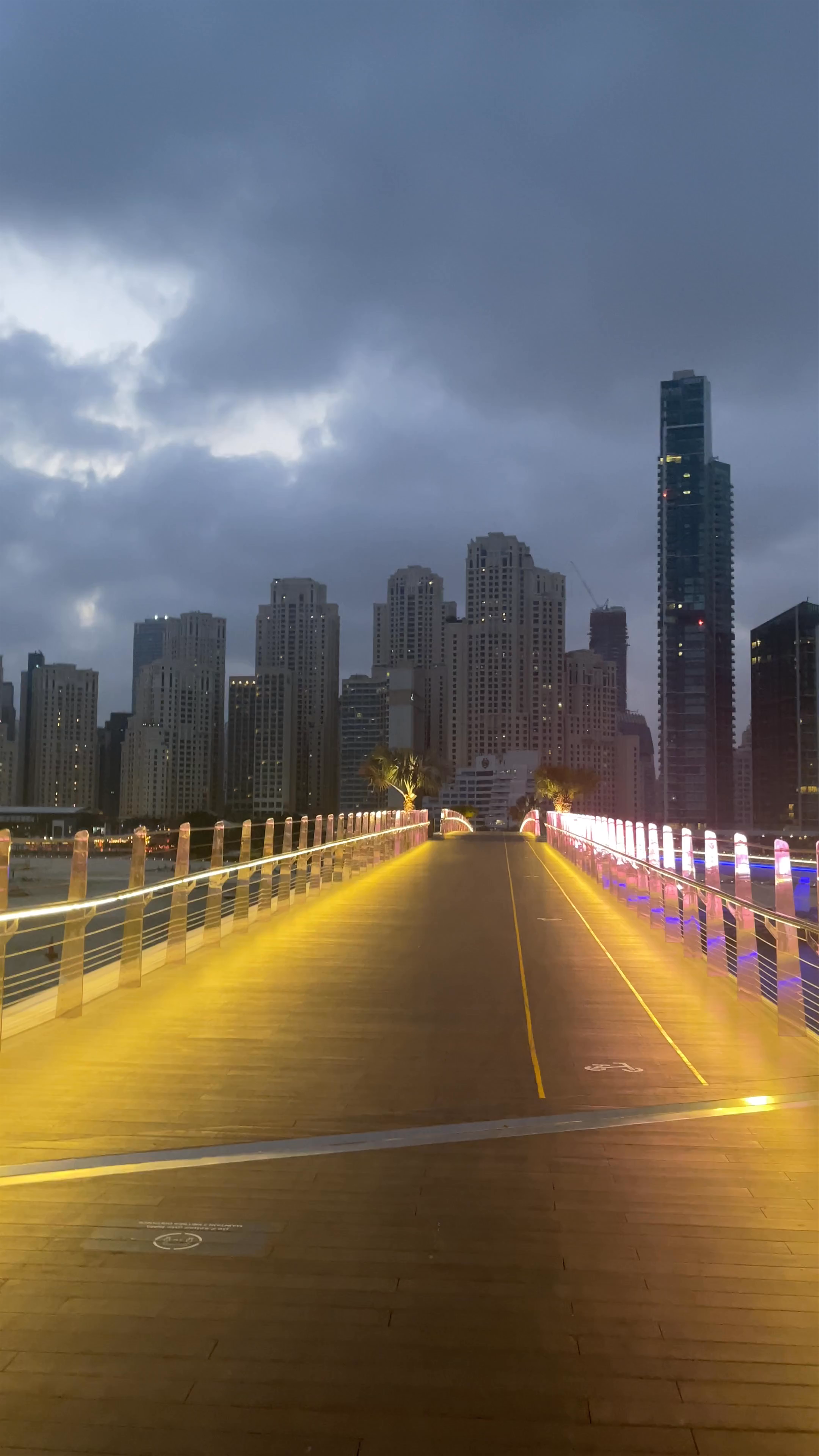 JBR Walkway Bridge Evening Stroll - Dubai Skyline Views