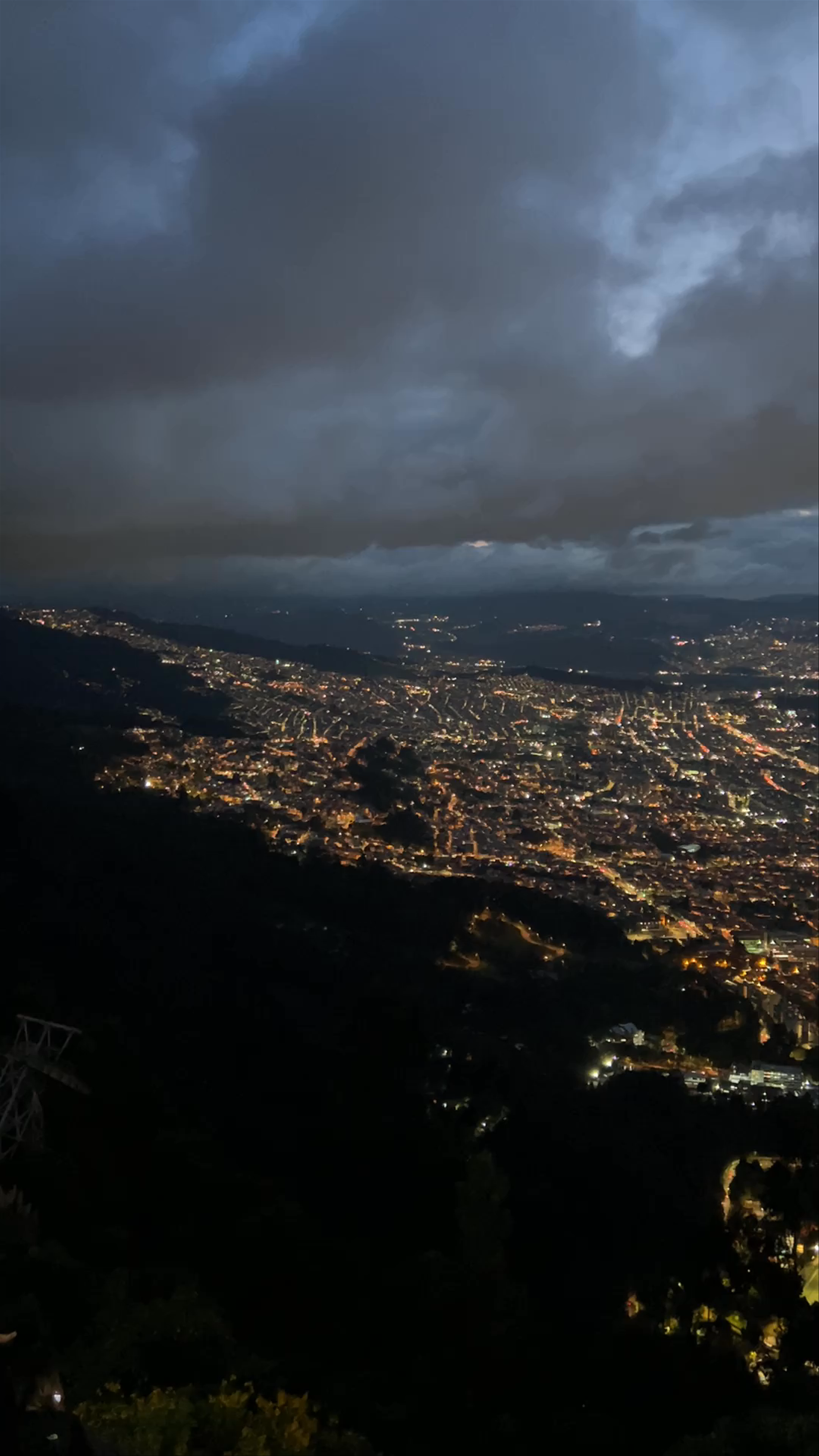 Magical Night View from Monserrate Overlooking Bogota