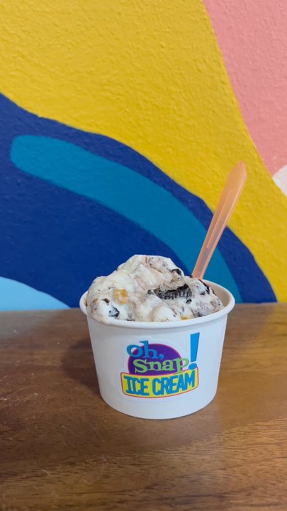 Oh Snap Ice Cream - Baby got snack mash up: vanilla ice cream, marshmallows, Oreos, and corn flakes (for texture) - Ice Cream & Frozen Yogurt Near Me - Bentonville, Arkansas