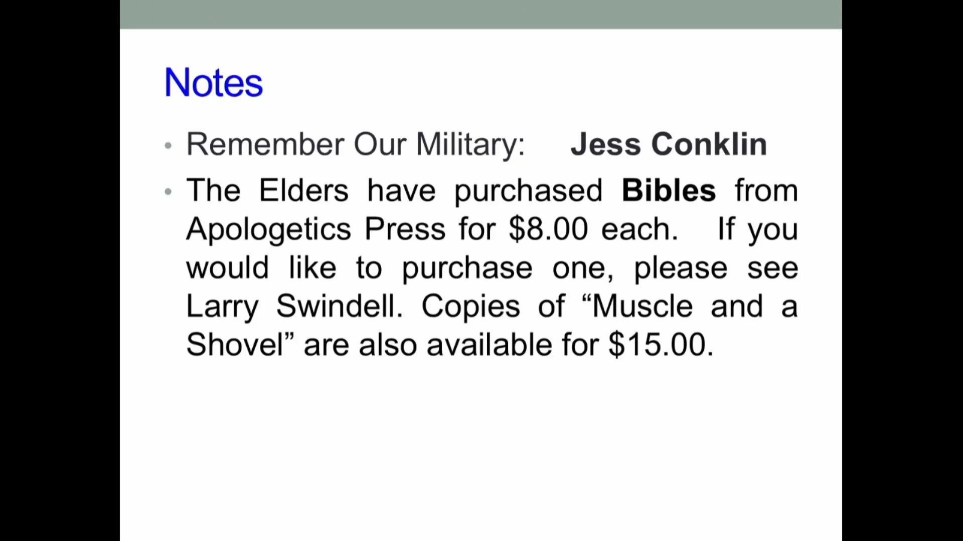 Bethel Service, January 18, 2026